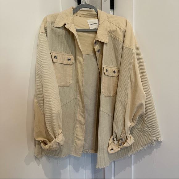 Cream Distressed Shacket - Picture 2 of 5